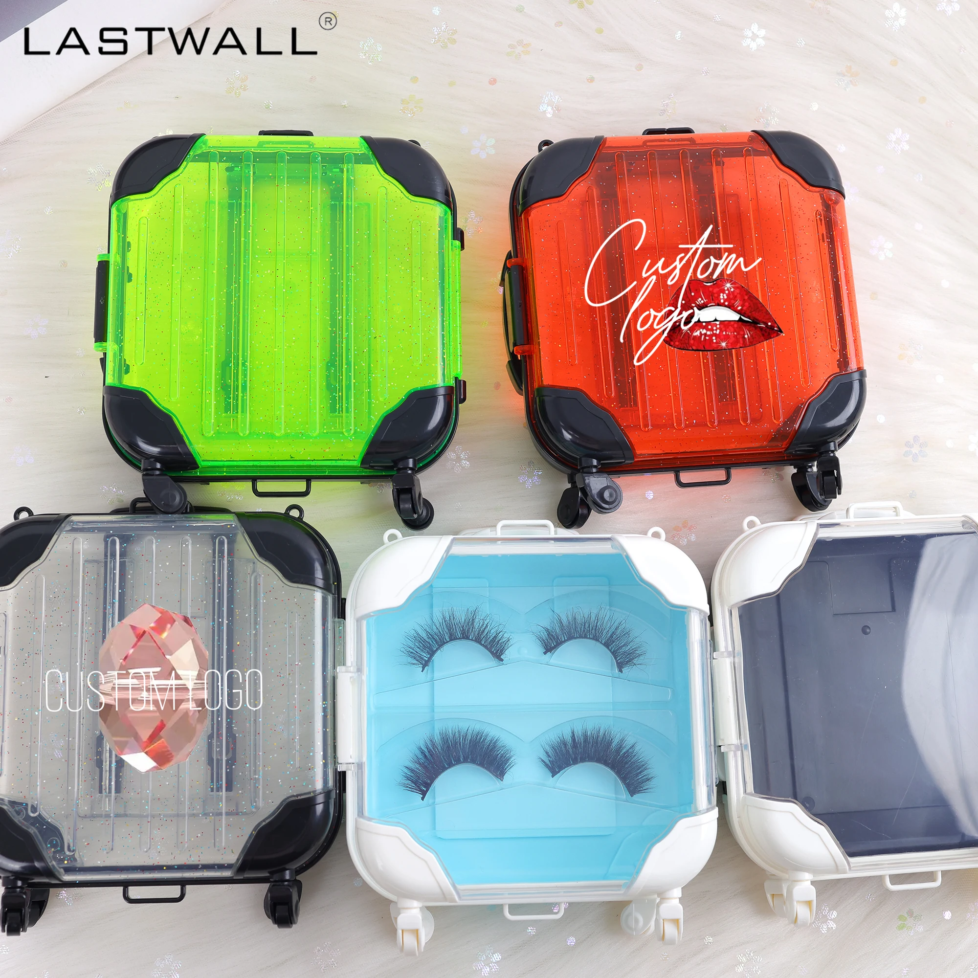 Luxury Mini Suitcase Luggage Eyelash Packaging Box Plastic Mini Suitcase For Lip Gloss Eyelash 5397