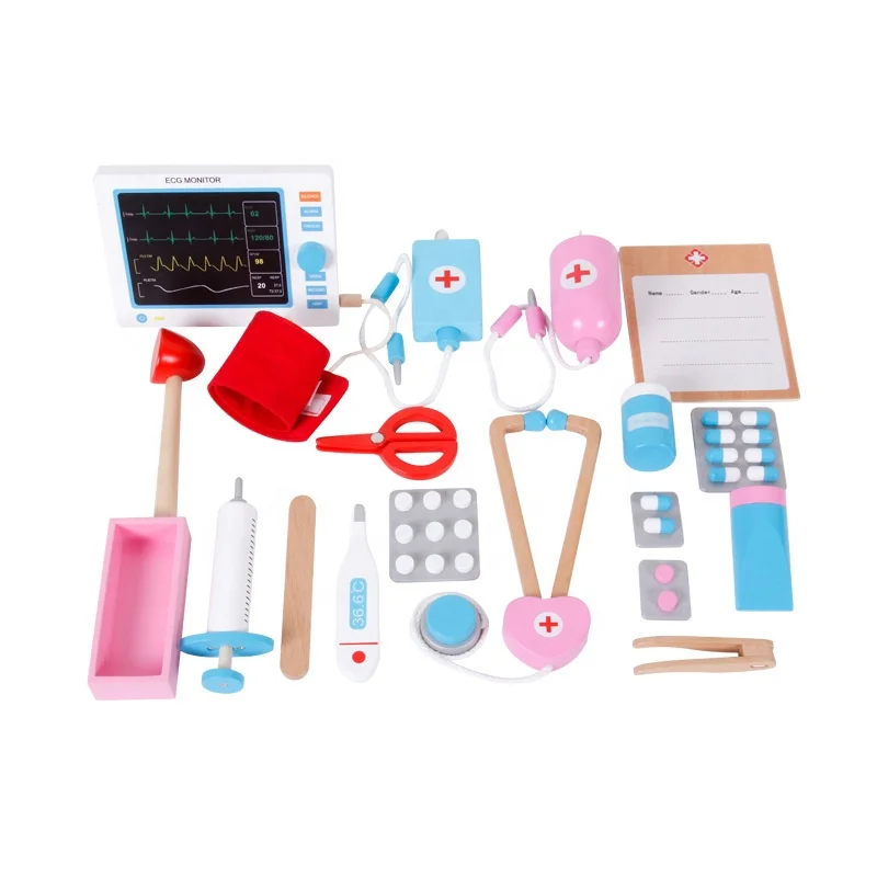 Детский деревянный семейный медицинский автомобиль, внутривенная имитация инъекций, тележка для ролевых игр, обучающие игрушки для мальчиков и девочек