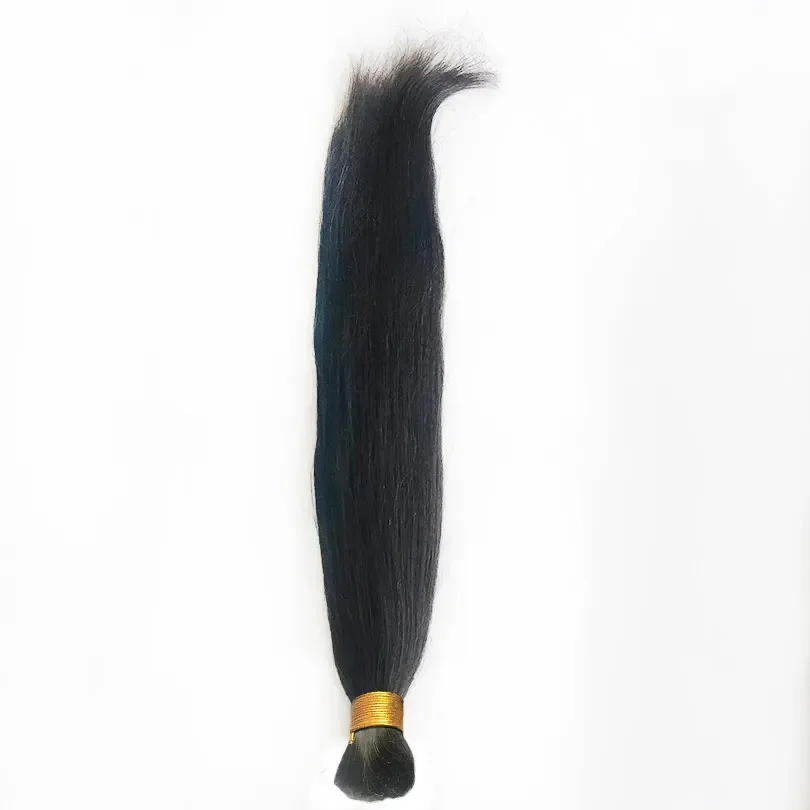 Yaki Straight Hair Bulk Human Hair for Braiding Natural Color Malaysian Remy Extensions_voghion.com