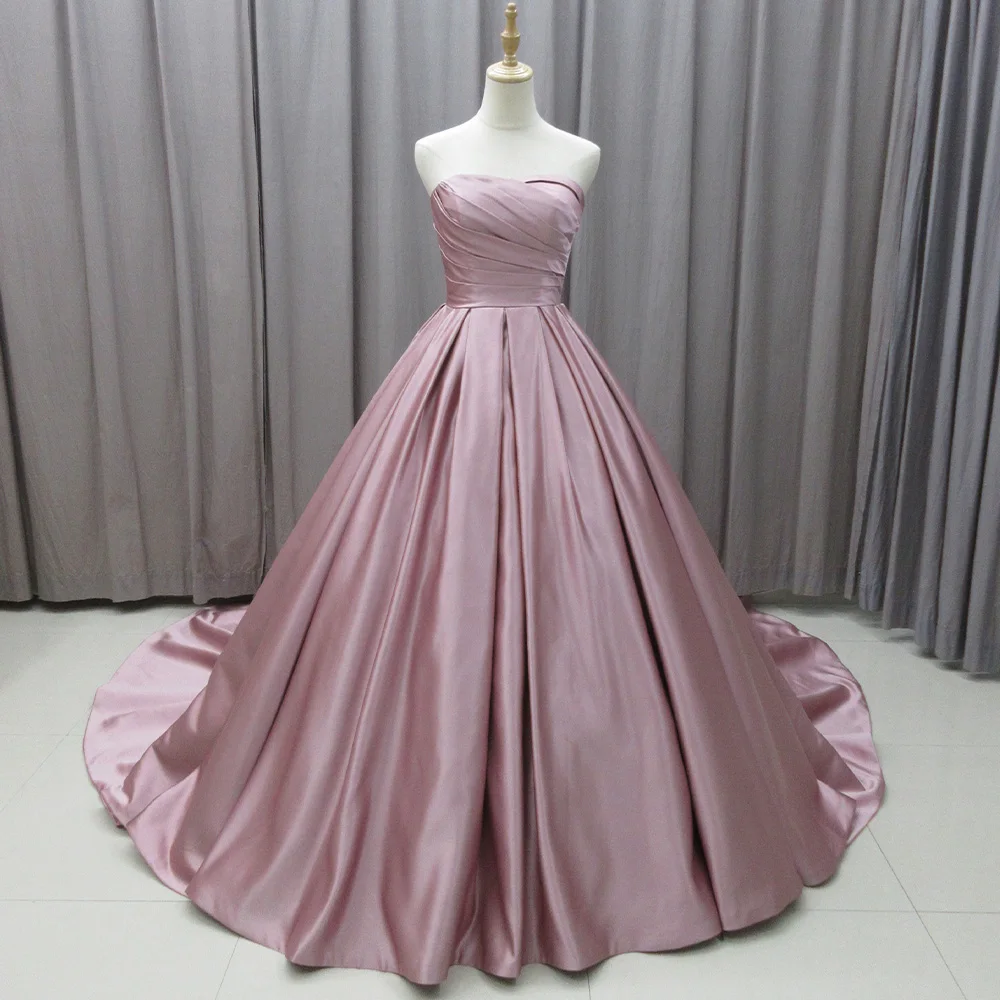 Ball Gown Party Wear Satin Silk Gown Bridal Affair Mz0002
