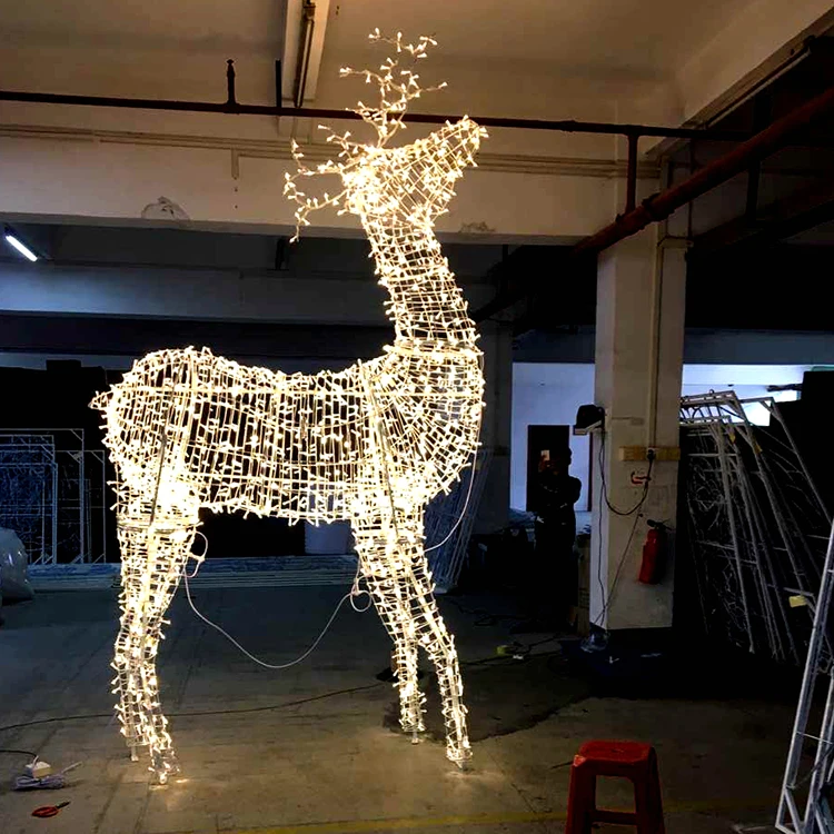 Factory Outdoor Large 3D Motif LED Lighted Animals Giant Christmas Reindeer for Landscape & Wedding Decoration Halloween Use