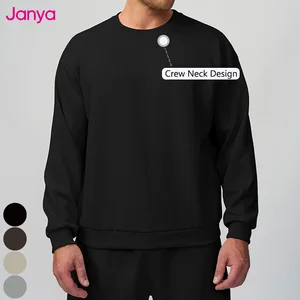 Janya Mens Crew Neck Lightweight Thermal Solid Color Sportswear for Outdoor Running Fitness and Soft Casual Long Sleeve T-shirt