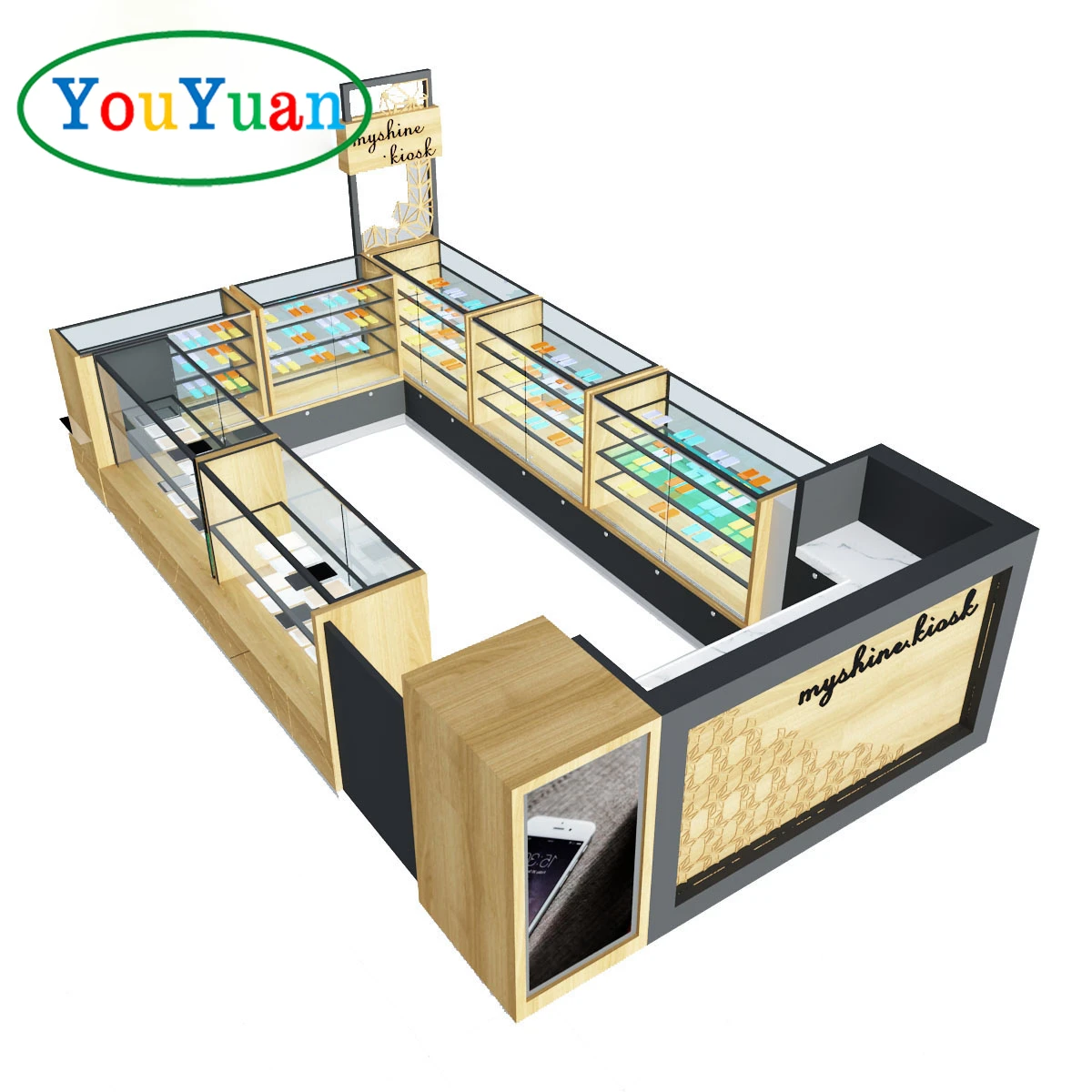 High Quality Interior Design Cellphone Accessory Kiosk Cell Phone Store Display Kiosk in Mall
