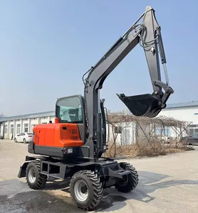 Construction Machinery Large Digger 6 Ton Hydraulic Wheel Excavator with Air Conditioner
