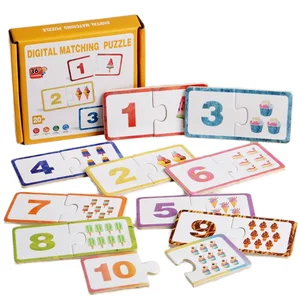 Wooden Cognitive Digital Puzzle Early Learning Parent-Child Interactive Educational Brain Teaser Kids Toy for Pairing & Matching