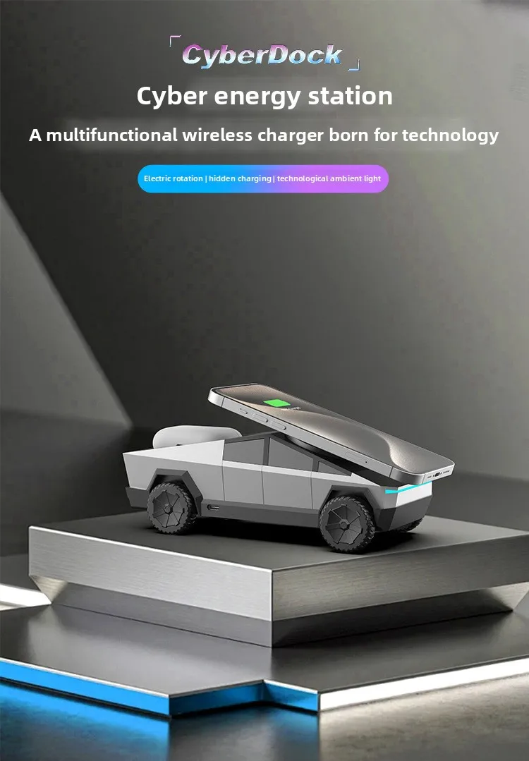 Cybertruck-Style 3-in-1 Magnetic Wireless Charging Stand