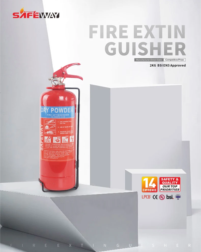 Customized 2kg Dry Powder Fire Extinguisher Dry Powder Fire Extinguisher Stand Bsi En3 Fire Abc