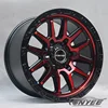 Black machine face spray transparent red