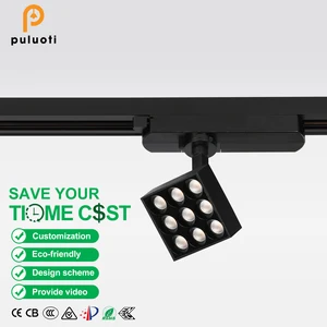 9W Commercial LED Track Light Modern Square Design Magnetic Spotlight L65*W65*H25mm Ra97 Beam Angle 24° Lighting Aluminum Body