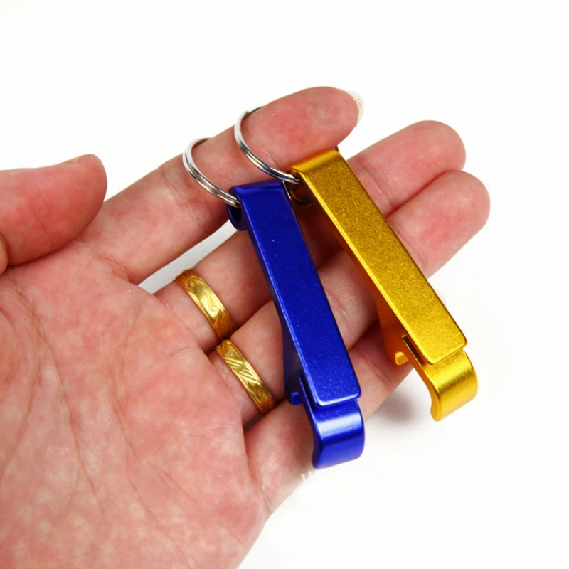 Customized Mini Portable Pocket Metal Bar Tools Bottle Opener Aluminum Key Ring Keychain Beer Bottle Opener
