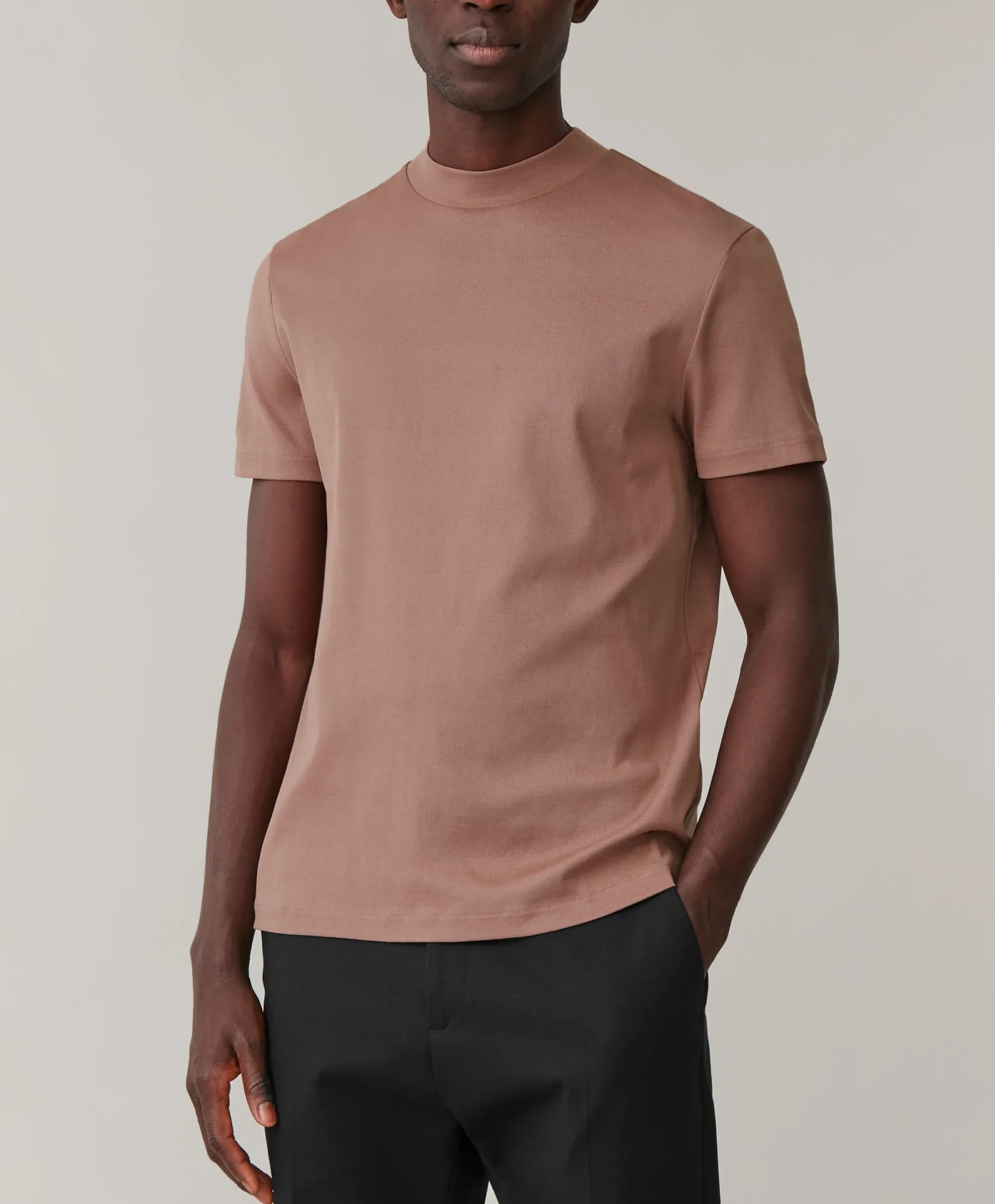 Cotton Tshirts Custom Mock Neck Black T 
