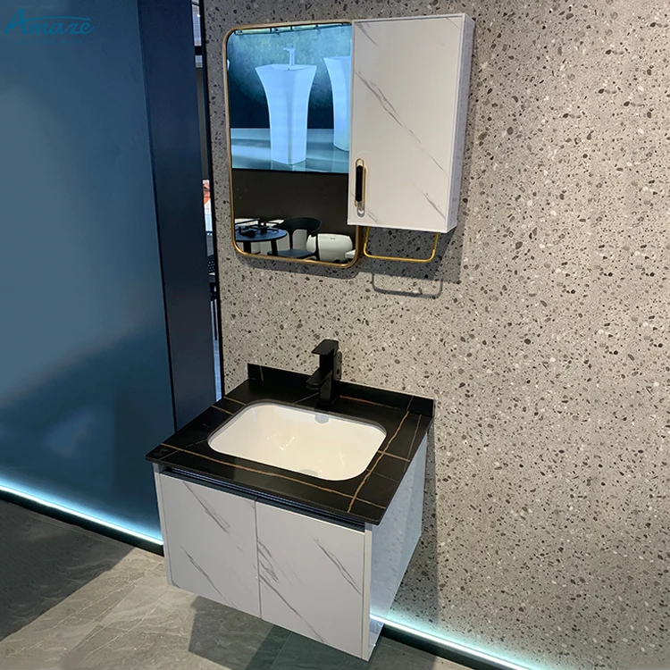 Factory customized bathroom sinks modern marble wash basin vanity furniture bathroom cabinet mirror manufacture