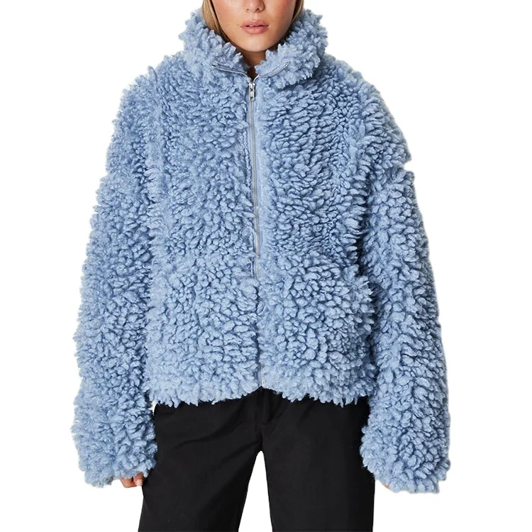 light blue fluffy jacket