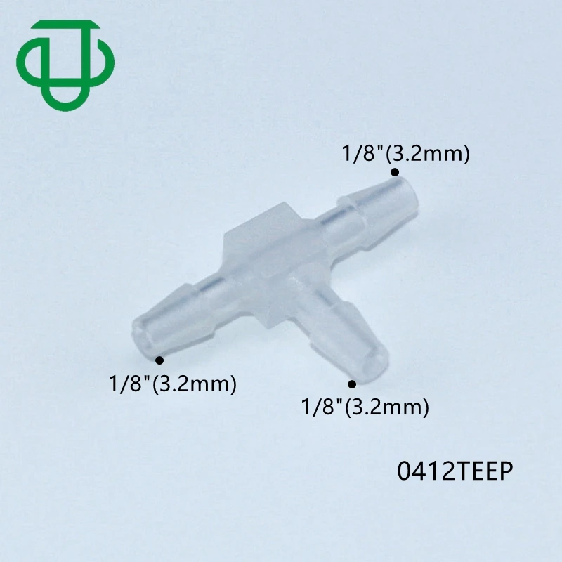 Ju Microfluidics 1/8"x1/16"x1/8" Hose Barb 3 Ways Tee Reducer Barbed
