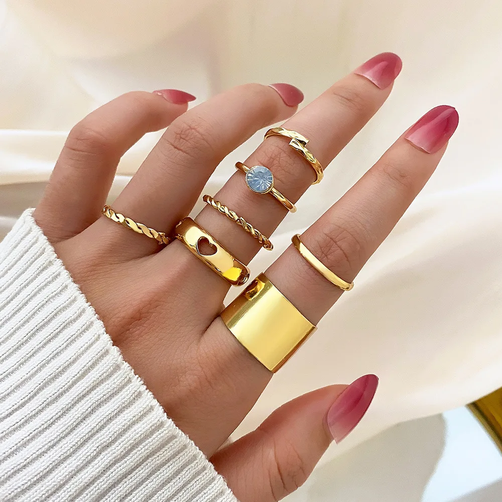 22k Gold Design Gold Plated Finger Rings Ring Set 2025