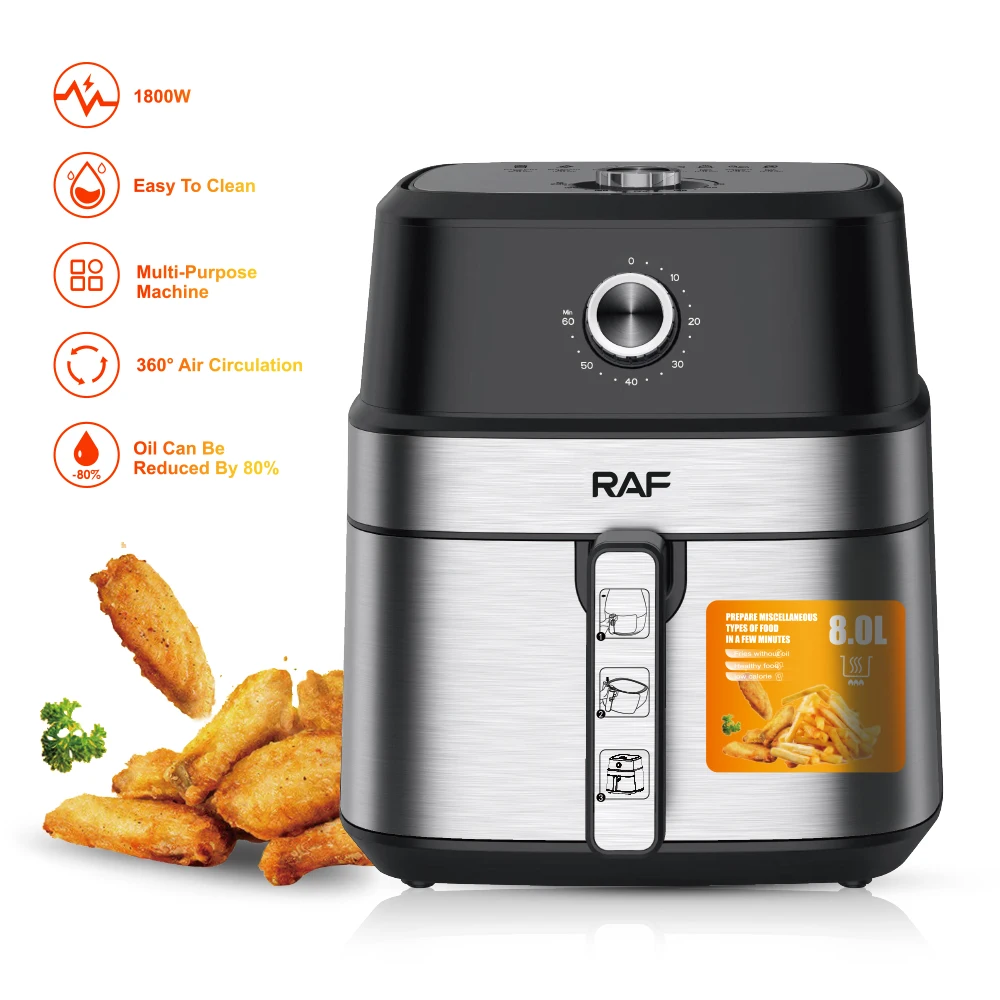 RAF 1800W 8L Manual Control Deep Cooking Oil Free 110V Air Fryer Smart Deep Fryer 220V Smart Air Fryers, R5319