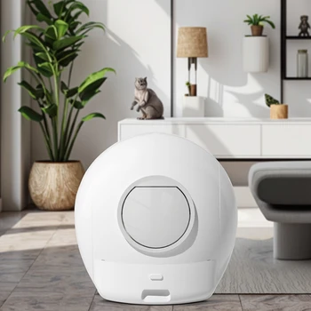 UV Sterilized Smart Round Cat Litter Box Automatic Splash-Free Toilet with Sand Scooping Feature Improved Cat Litter Cleaning