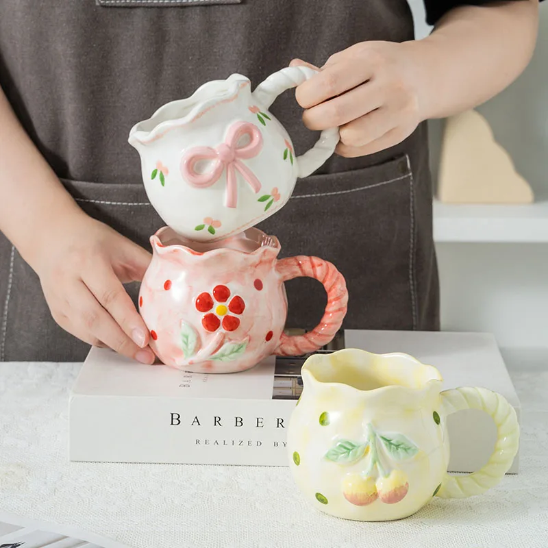 Creative Hand-Molded & Hand-Painted Ceramic Mug - Cute Floral Design, Ideal  for Coffee & Business Gifts, Dishwasher & Microwave Safe