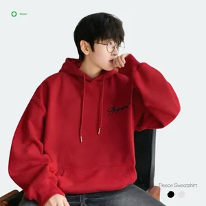 Christmas Teen Boys Solid Winter Fleece-Lined Hooded Cozy Fleece Sweatshirt Cotton Polyester Blend Warm Pullover