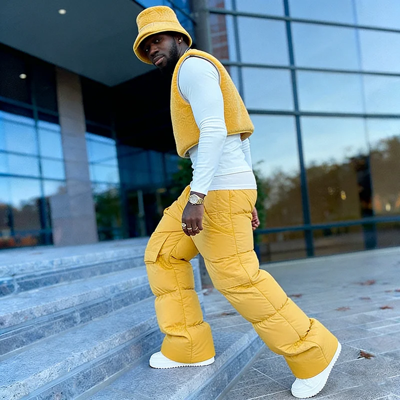 SALATI Streetwear Custom Streetwear Cargo Pants Oversized Loose Stacked Wide Leg Pants 3d Embossed Flare Men Sweatpants gallery 3