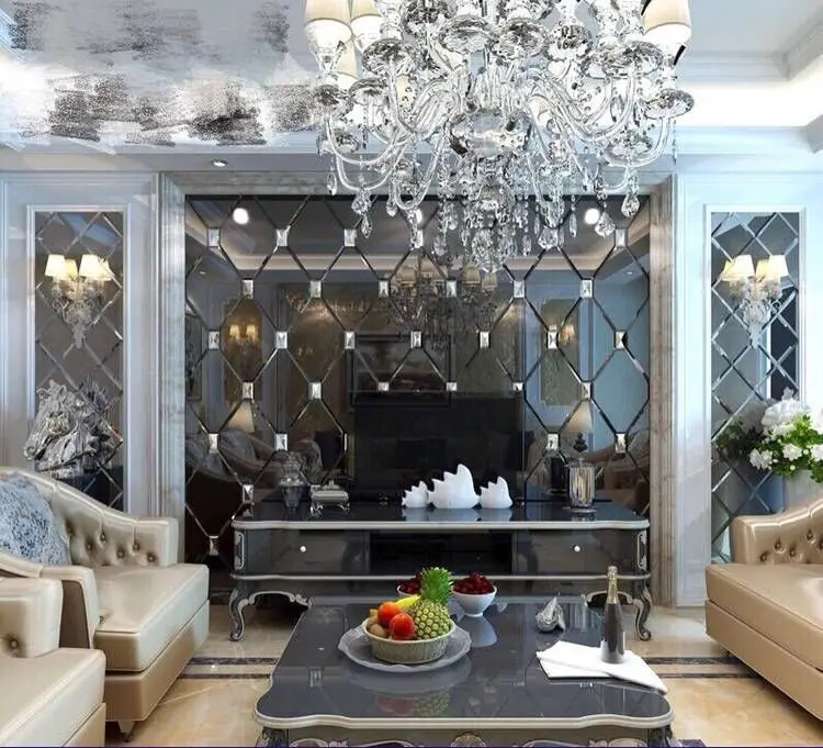 Large Size Modern Stylish Metal Glass Wall Mount Living Room Decor