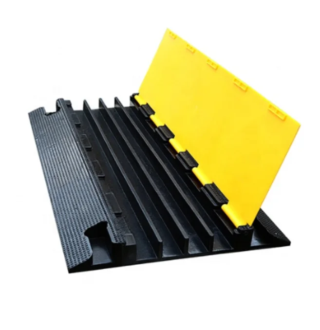 Rubber Cable Protector 5 Channel ,Rubber Cable Tray ,heavy Duty Pu Plastic Cable Car Ramp
