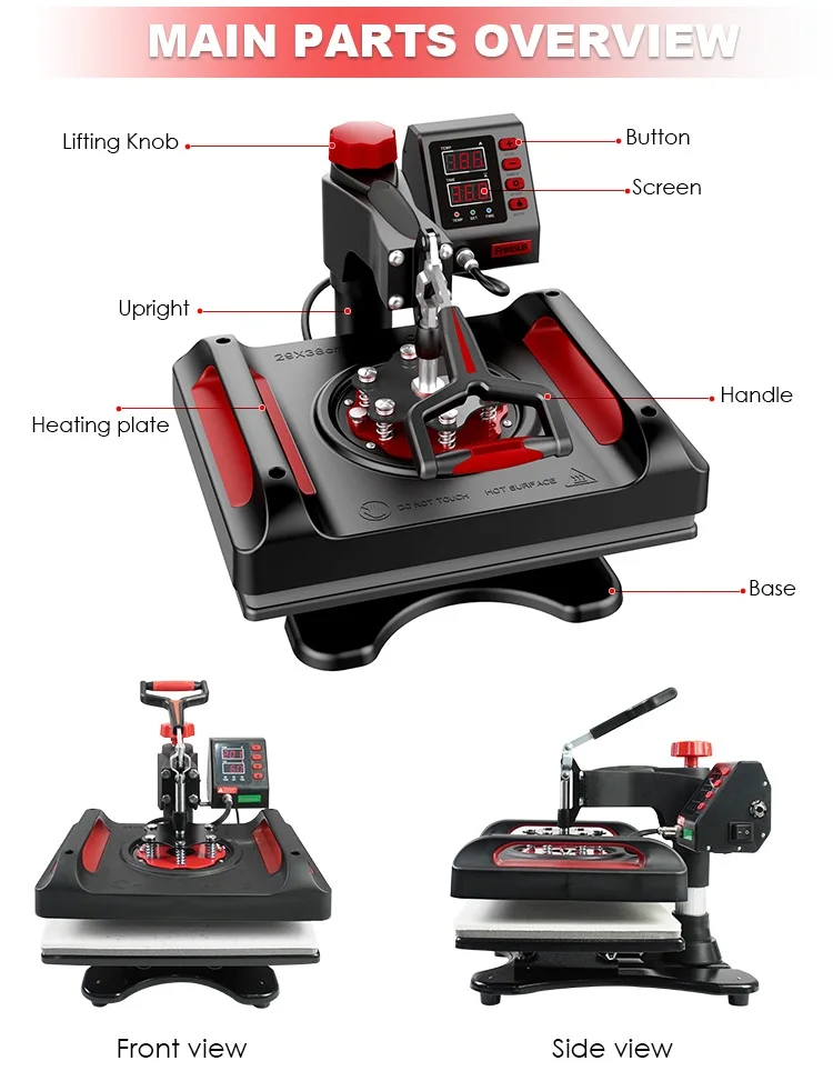 Details about   Freesub Heat Press Machine 12"x10" Transfer Sublimation Heating for DIY T-shirt 