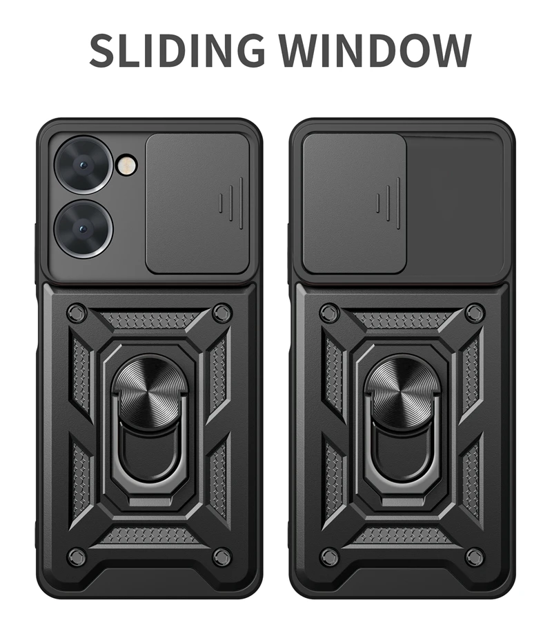 Shockproof Slide Camera ProtectiveMagnetic Metal Ring Armor Phone Case for OPPO Realme 10 4G 9i 8i C21Y C25Y