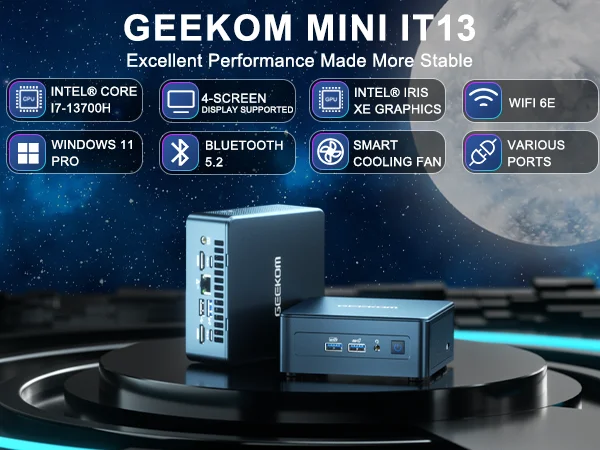 【3p→2pプラグ付き】GEEKOM Mini IT13 i7-13260H GEEKOM Mini PC IT13 - Powerful Intel Core I7 Mini Computer