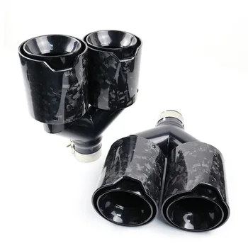 FOR BMW DUAL BLACK M PERFORMANCE STYLE FORGED CARBON FIBRE EXHAUST TIPS