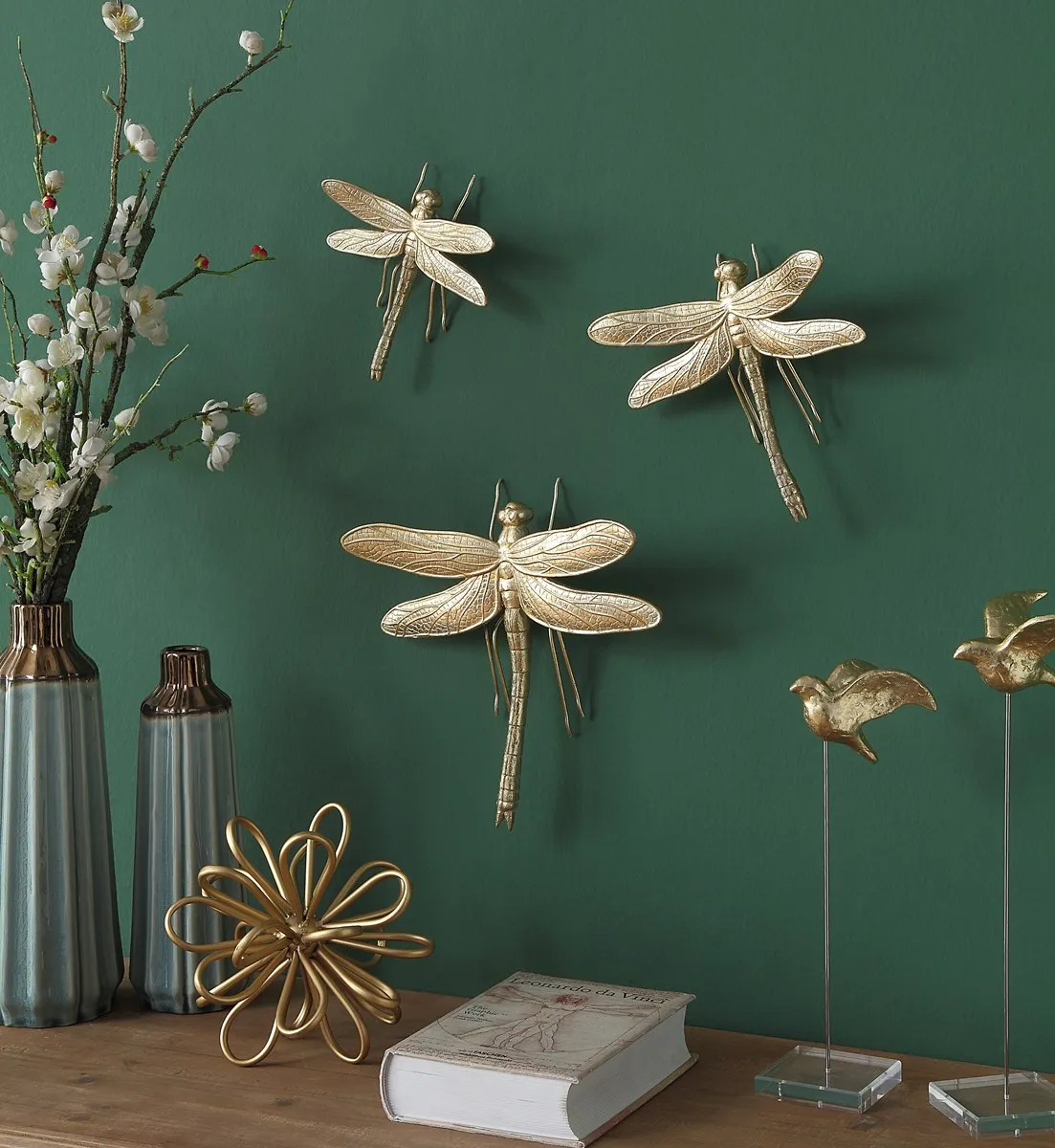 Alloy 3D Dragonfly Insect Wall Hangdings Arts Stickers Home Decor Wholesales Resin Gold 7-10 Days 200pcs Shape T/T 30% Deposit