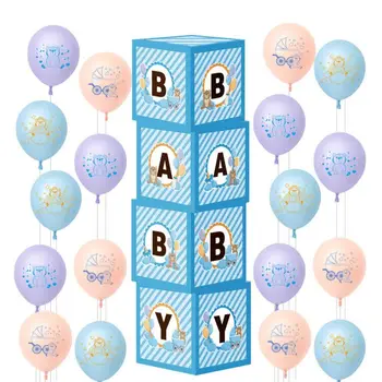 Umiss Paper 2022 New arrivals Baby shower box with Customized latex balloons Happy birthday decorations supplies set