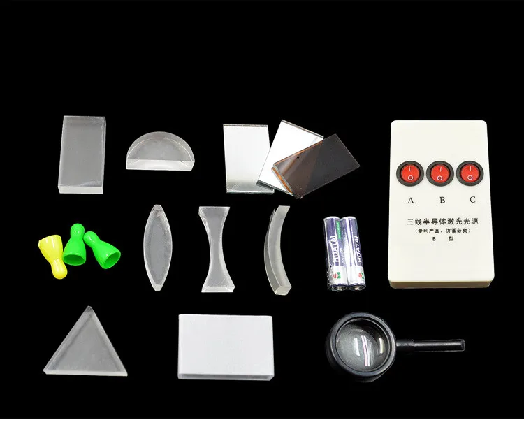 Optical Experiment Kit Triangular Prism Convex Lens Concave Mirror Dial Three Line Semiconductor Laser Light Source Physics