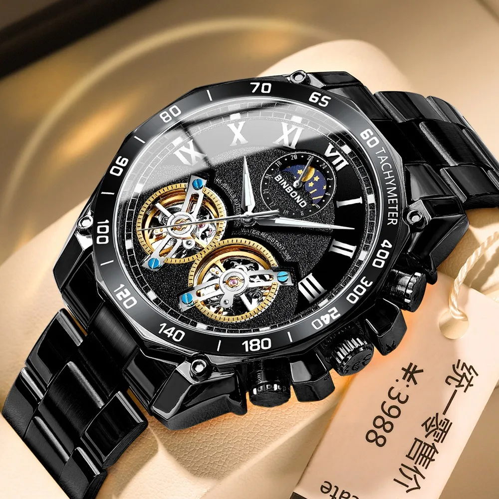 Luxury Double Tourbillon Watch Men's Fashion Waterproof