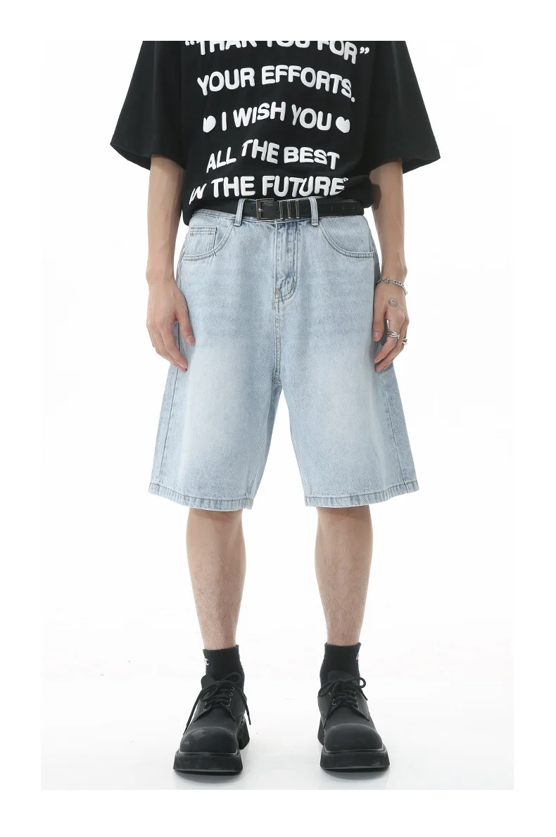 Hoge kwaliteit retro baggy denim shorts jeans heren losse pasvorm heren jorts_voghion.com