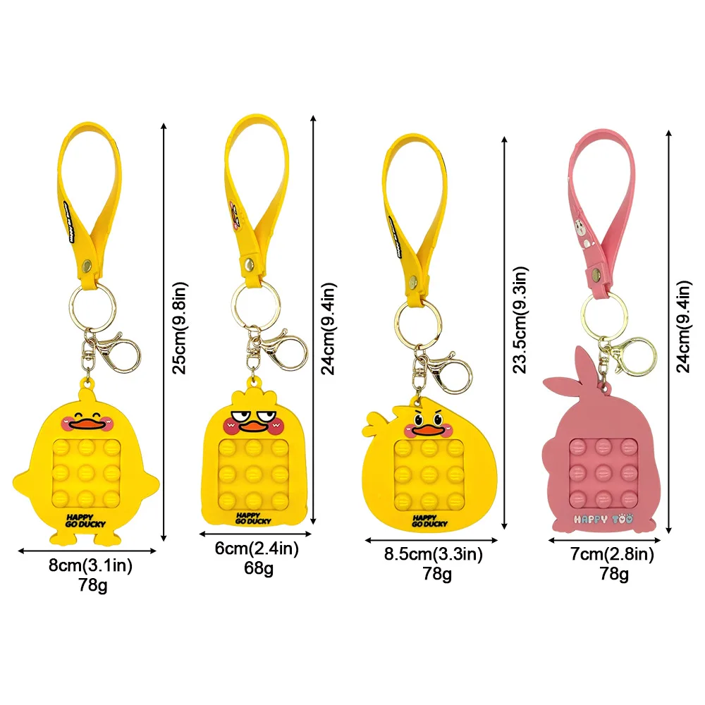 Unai 4 Colors Popet Keychain Creative Keychain PVC Cute Rabbit Keyring