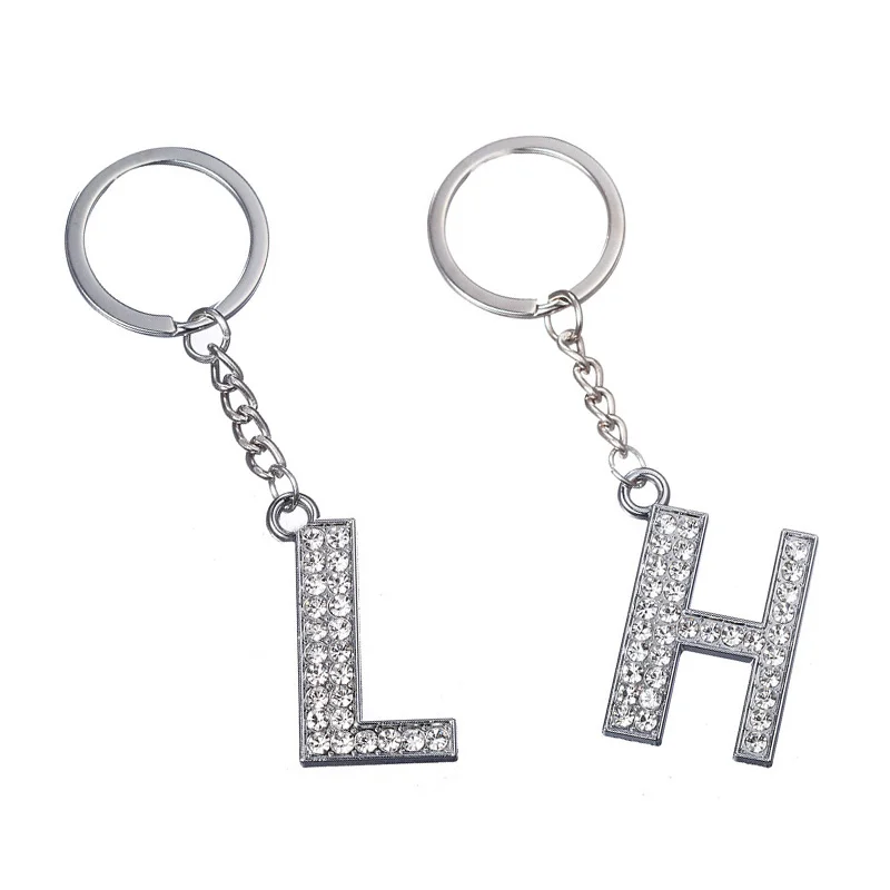 Alphabet Keyring A-Z Initials Letter Key Ring Shiny Silver Key Chain