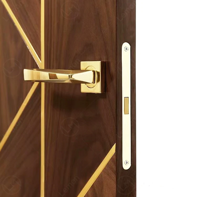 Walnut Veneer Front Door Designs with Luxury Waterproof Veneer Wood Door With Frame USA Market