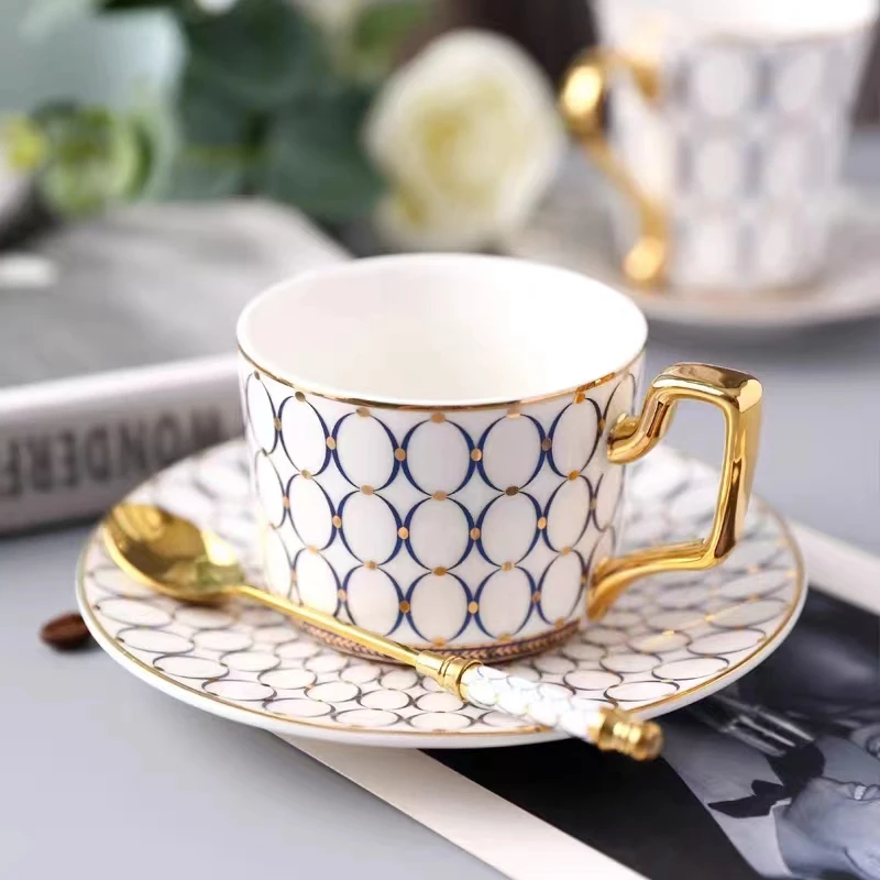 Dinner Set Luxury Ceramic Coffee Cup with Saucer Cappuccino Latte Ceramic Coffee & Tea Mug Sets details