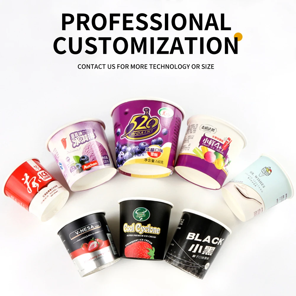 Customizable Biodegradable Disposable Craft Paper Ice Cream Cup and Bowl Personalized with Printed Logo