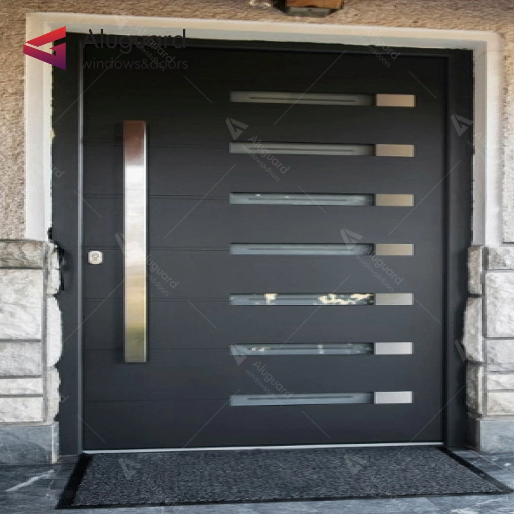 Latest Villa Security Steel Large Pivot Main Door Grill Design Aluminium  Front Door With Sidelights