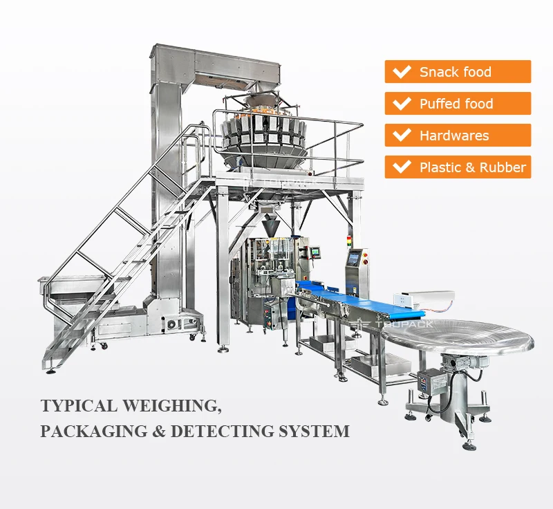 Customized Automatic Nuts Packing Machine with 10" Color Touch Screen 30-60BPM and 10g-300g Weighing Range