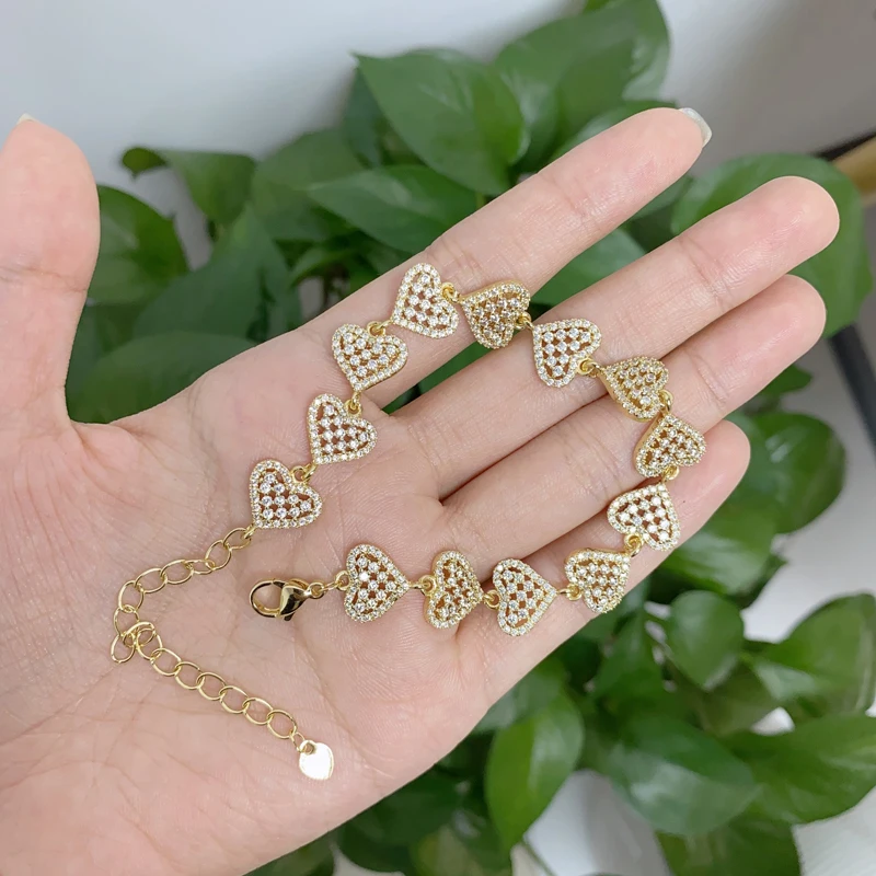 Shiny Fashion Zircon Bangles Multiple Styles Heart Star Moon Leaf Gold