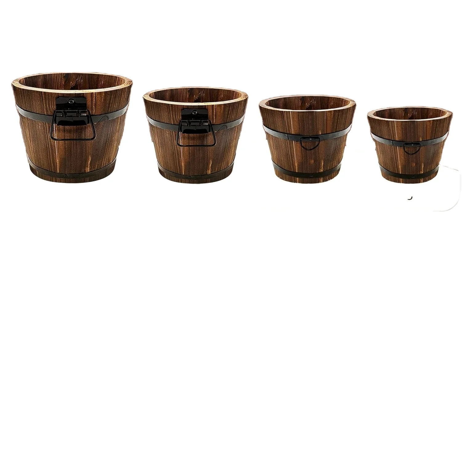 Macetas Decorativas Drenaje Pack 10 Macetas Barril De Whisky - 25x14.8 Cm  Con Plato Y Drenaje Macetas Con Plato, image size:1500x1500