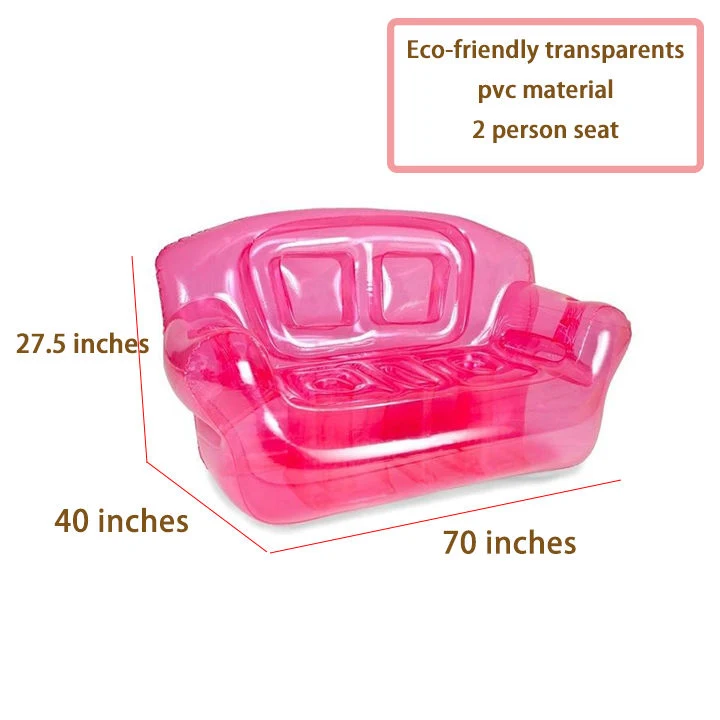 Custom Transparent PVC 2 Person Inflatable Couch Blow up pink Inflatable Sofa Chair Corner Sofa Armchair air Sofa