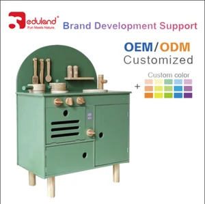 EDULAND Wooden Utensils Set for Preschoolers Early Education Pretend Role Play Kitchen Toy for Children