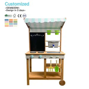 EDULAND Wooden Pretend Play Kitchen Kids Set with Mud Outdoor Kitchen  Manufacturer Simulation Wooden Kitchen Set for Kids