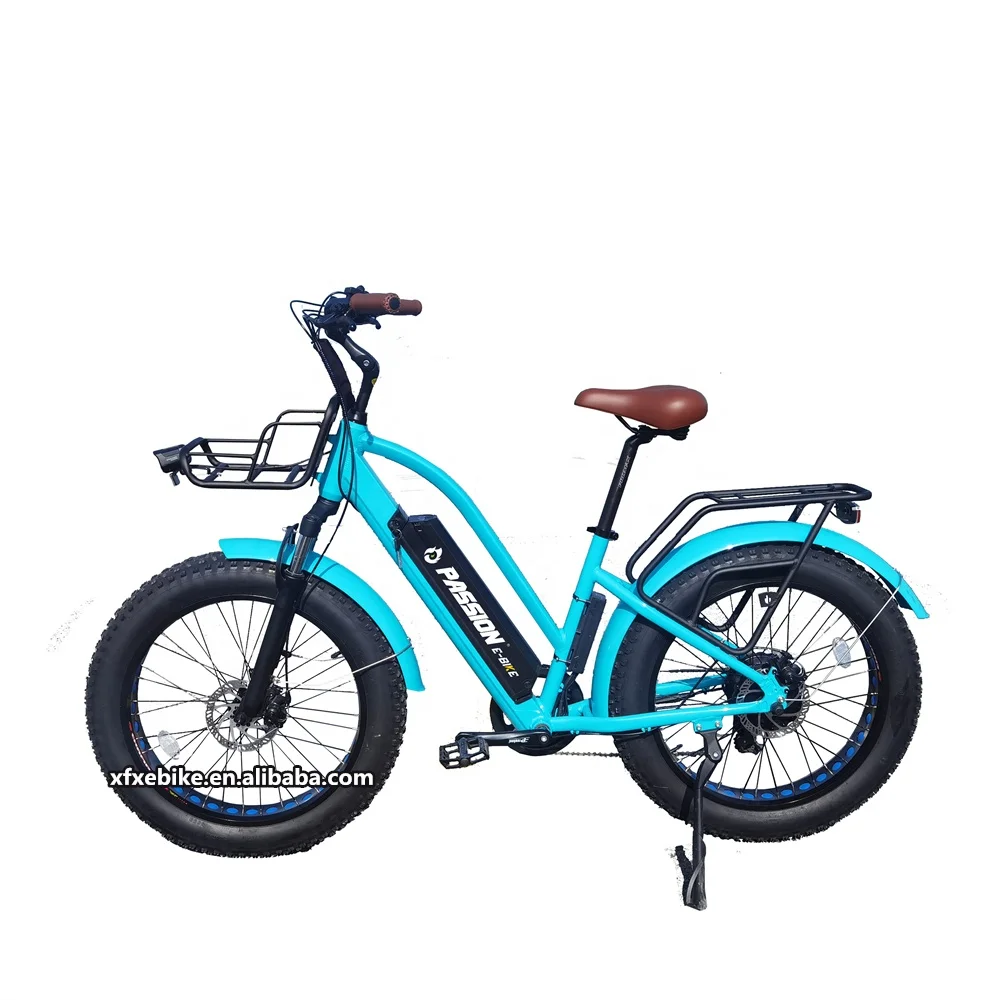 Passion 24 Zoll City 48V Beach Cruiser 7-Gang Integrierter Akku  Step-Through Fatbike E-Bike mit Scheibenbremse fr Damen Aluminiumrahmen