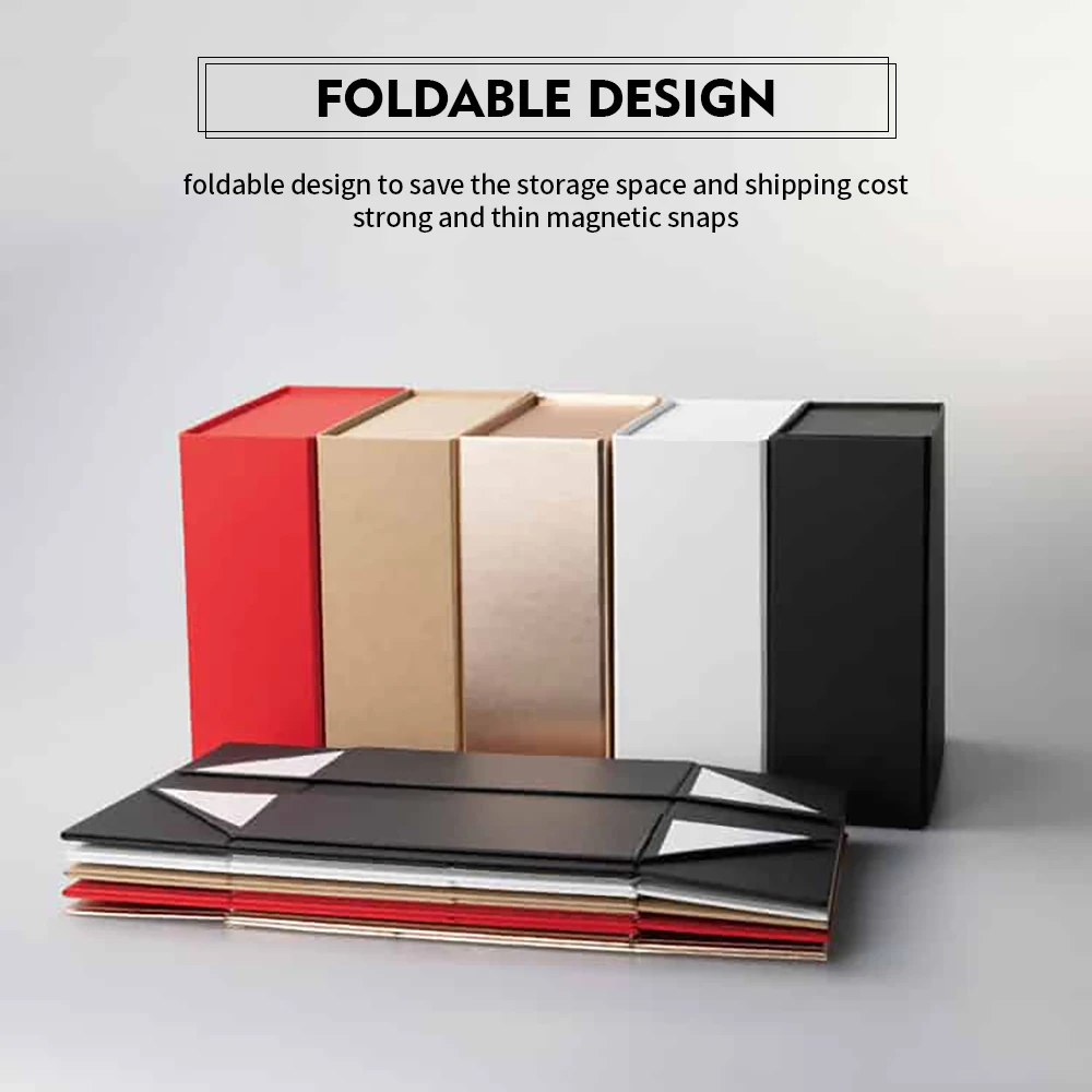 Custom Luxury Magnet Cardboard Paper Black Foldable Gift Box