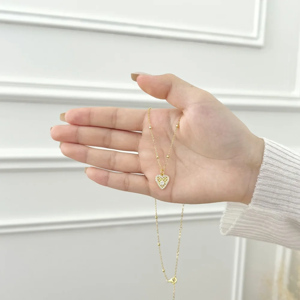 KAKODIY exquisite fashion jewelry rhodium 18K gold plated 925 Sterling Silver bead chain 5A zirconia love pendant necklace gift detail 8